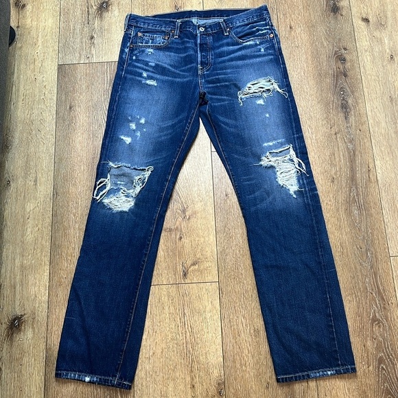 Levi’s 501 Distressed Selvedge Denim Jeans Size 31 - Picture 1 of 9
